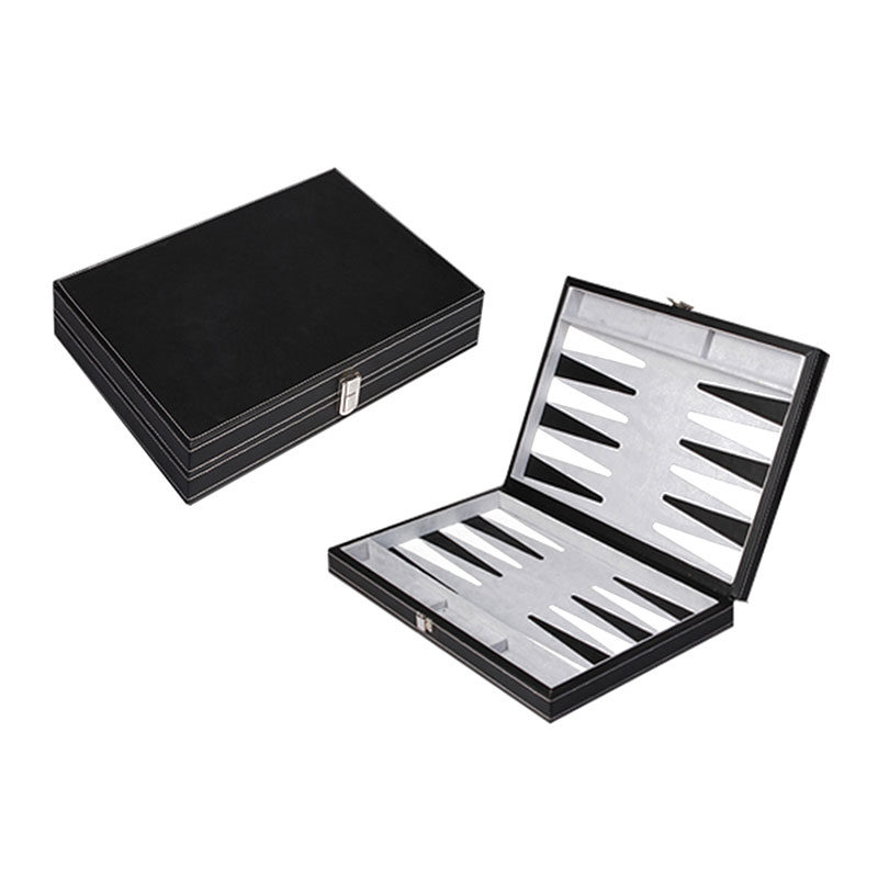 Cheap Price Black Leather Cherry Wooden Backgammon Set Exporting to Arabic