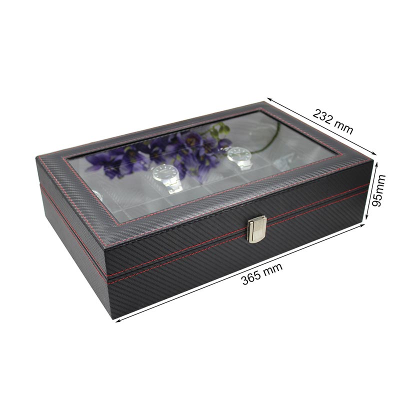 Black Leather Watch Box Wholesale Price For 12 Watches Display