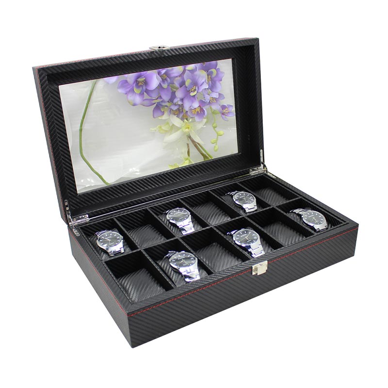 Black Leather Watch Box Wholesale Price For 12 Watches Display