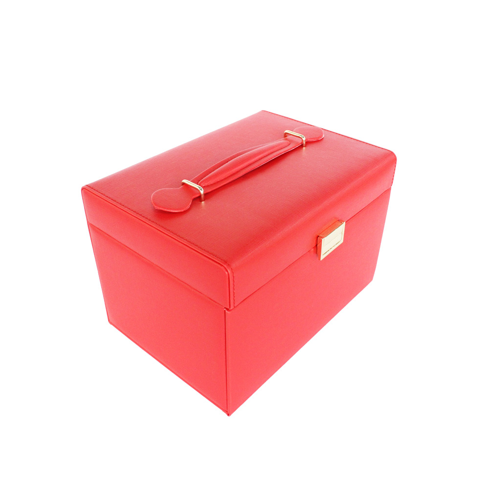 Luxury Christmas Jewellery Gifts Box With Gold Lock Beige Velvet Lining Pu Leather Jewelry Packaging Box