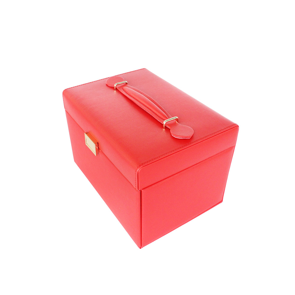Luxury Christmas Jewellery Gifts Box With Gold Lock Beige Velvet Lining Pu Leather Jewelry Packaging Box